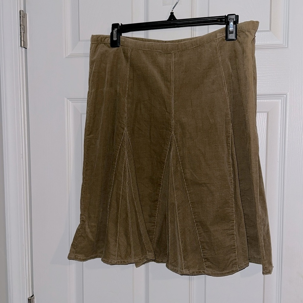 The Territory Ahead Olive Brown Midi Skirt